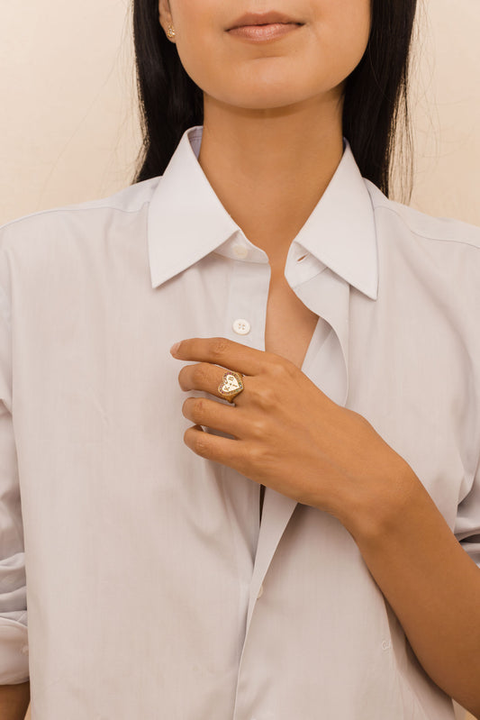 Kaja Erika Jorgensen, Burning Heart Ring with rainbow stones in 18k gold.