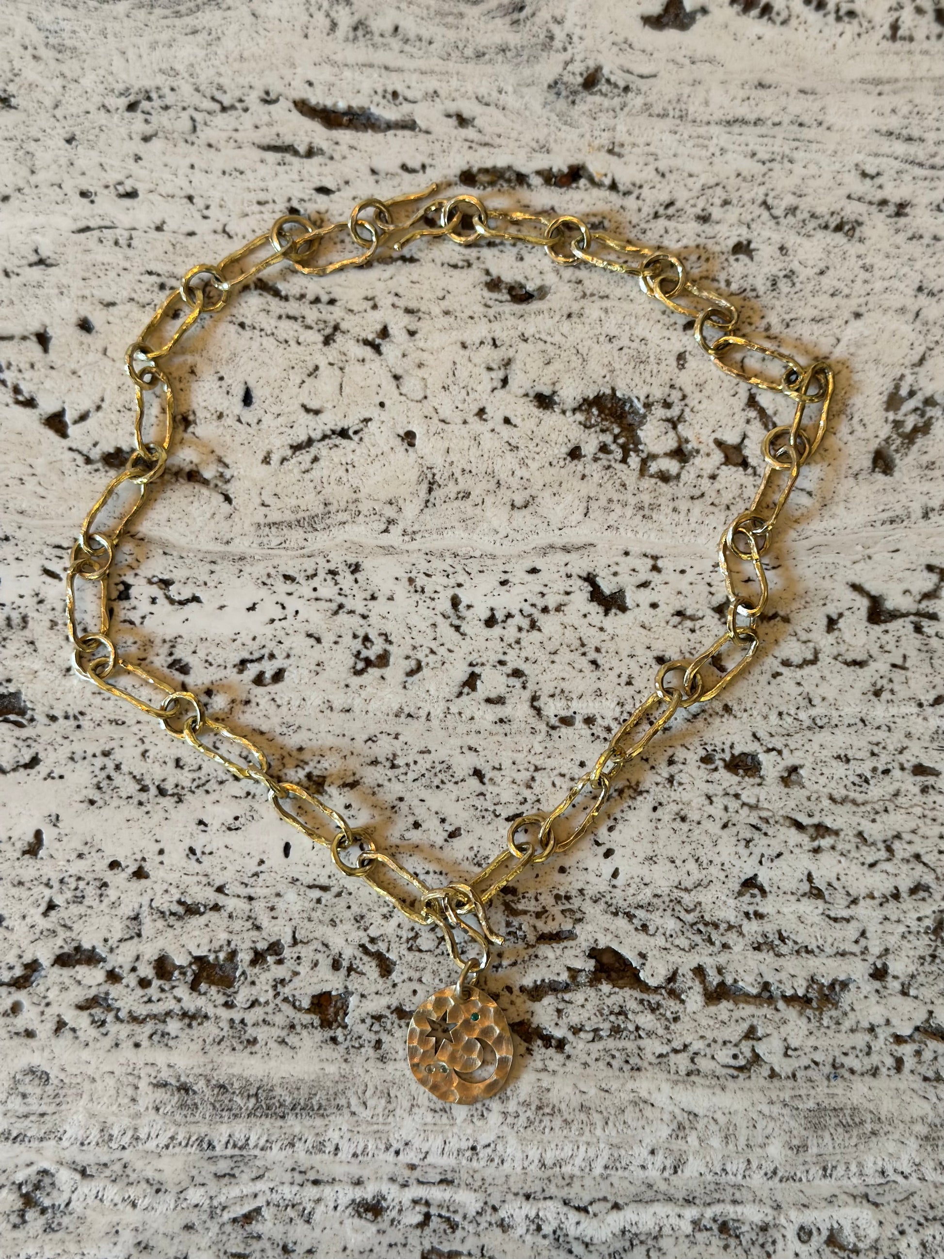 Kaja Erika Jorgensen 18k gold Lillebror Mini Charm with Gaia Necklace