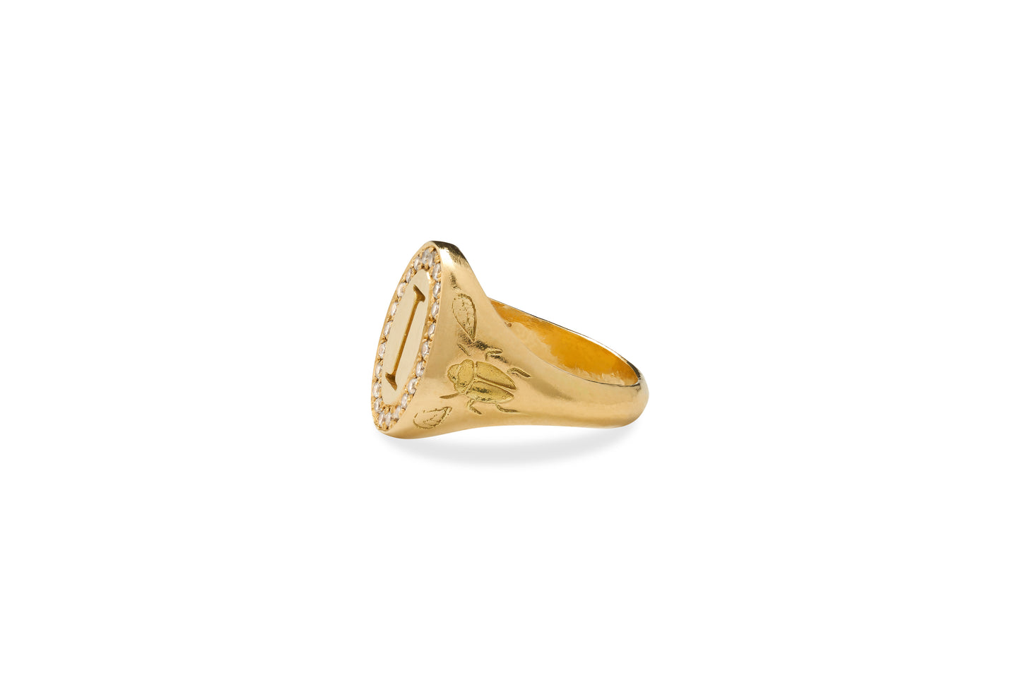 Kaja Erika Jorgensen 18k yellow gold Scarab Signet Ring - with Diamonds