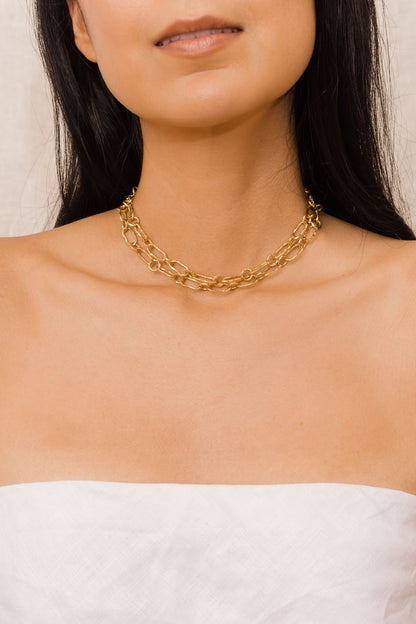 Kaja Erika Jorgensen, Combination of two Gaia Necklaces in 18k hammered gold.
