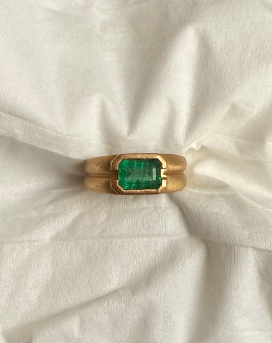 Emerald East West Ring