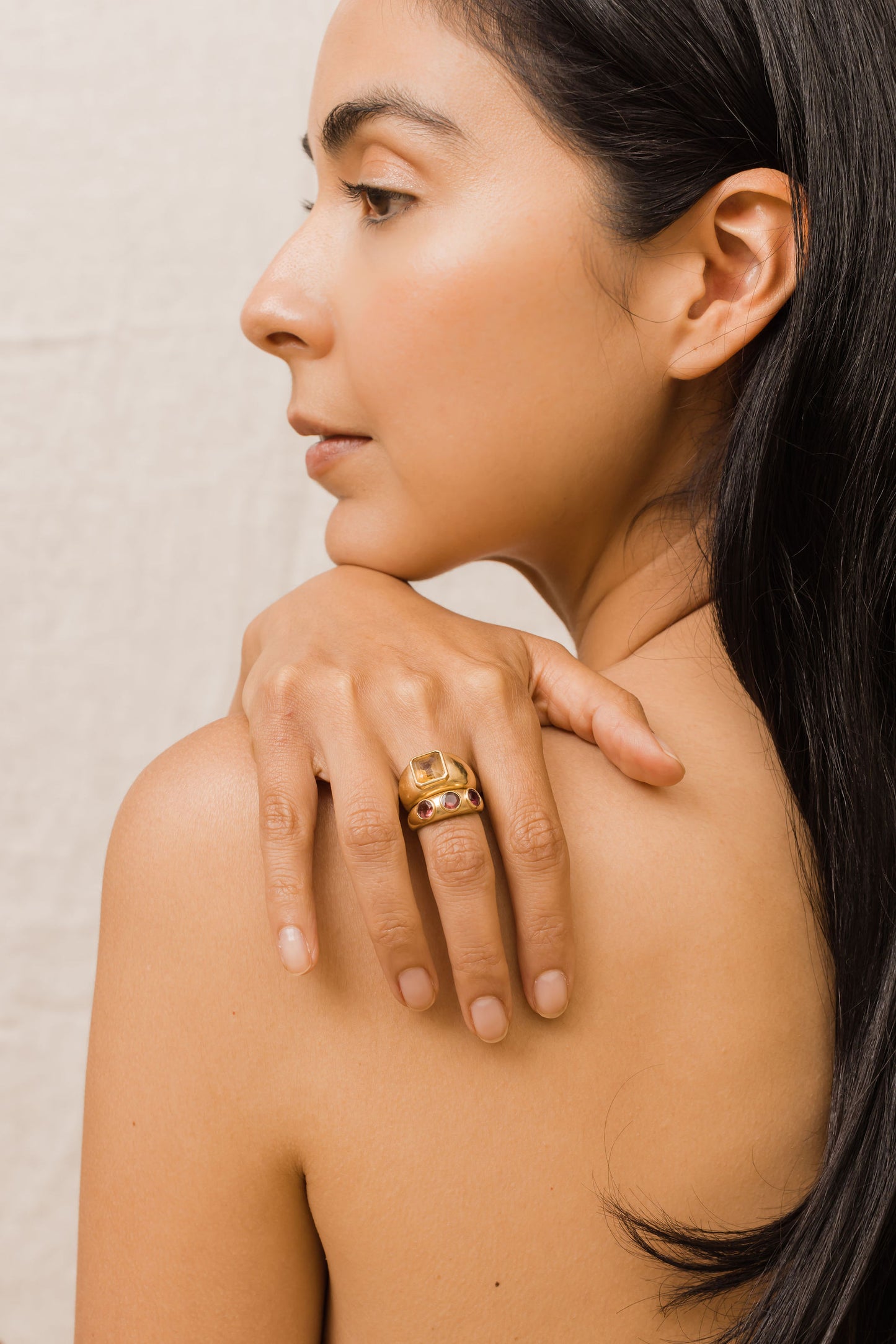 Kaja Erika Jorgensen, Uno Ring with Citrine and Octo Ring, 18k gold