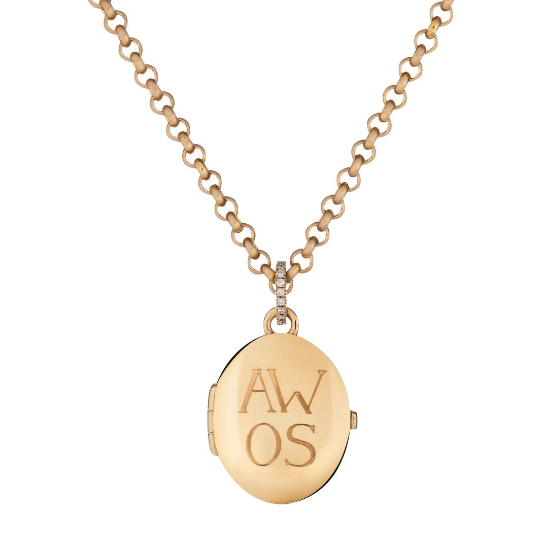 Aria Locket 18k gold, engraved with diamond bail