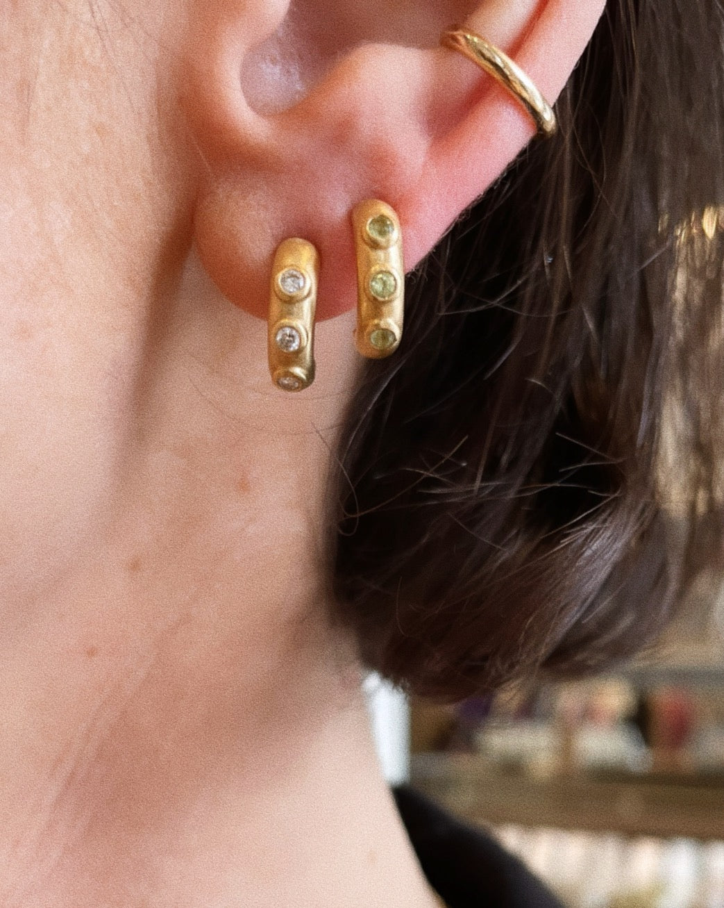 Kaja Erika Jorgensen 18k gold Octo Mini Hoop Earrings with Citrine and Diamonds