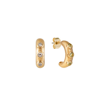 Octo Mini Hoop Earrings (left: Diamonds, right: Peridot)